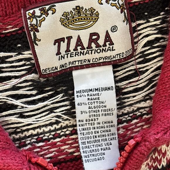 Tiara International VTG Fair Isle Christmas Cardigan Sweater SZ S Zip Up Holiday - Picture 5 of 8